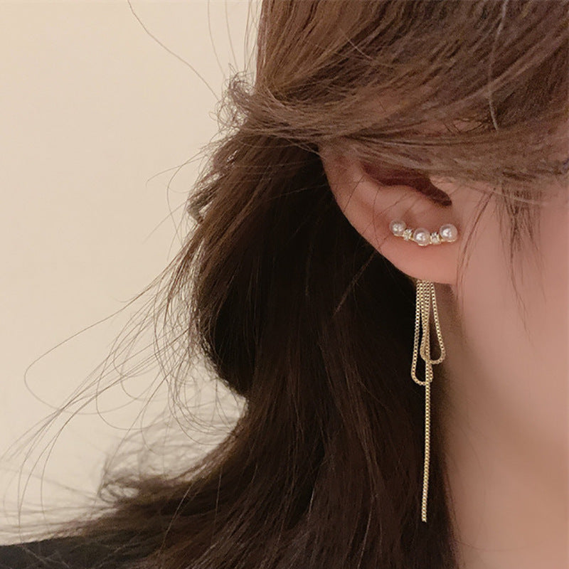 A pair of fringed freshwater pearl earrings.