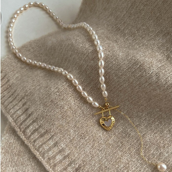 French pearl love shell necklace