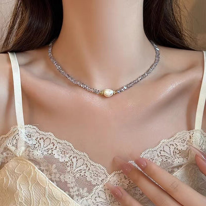 Light Purple Crystal Baroque Pearl Necklace
