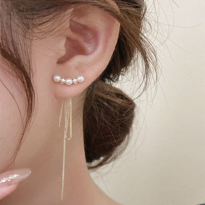 A pair of fringed freshwater pearl earrings.
