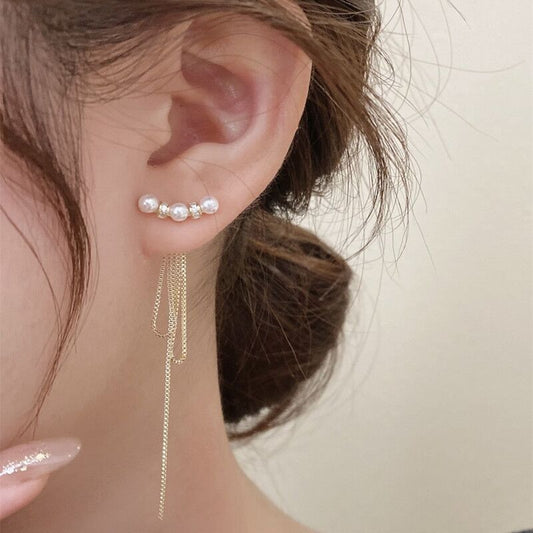 A pair of fringed freshwater pearl earrings.