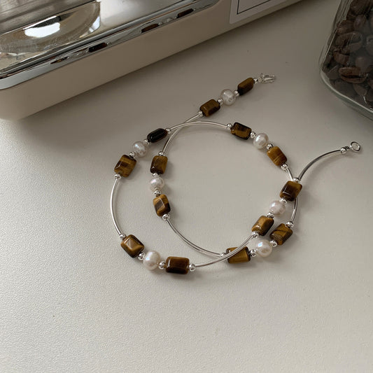 Tiger's Eye Design Pearl Necklace