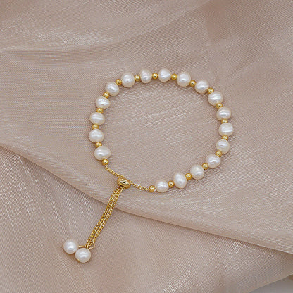 Natural pearl jade simple design bracelet