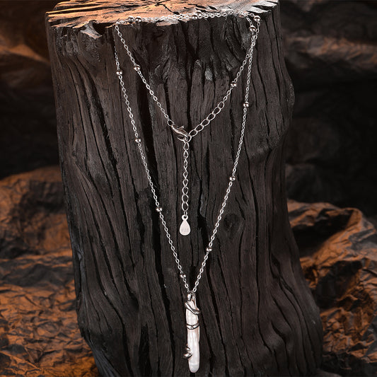 Sterling Silver Baroque Pearl Pendant Necklace French Clavicle Chain