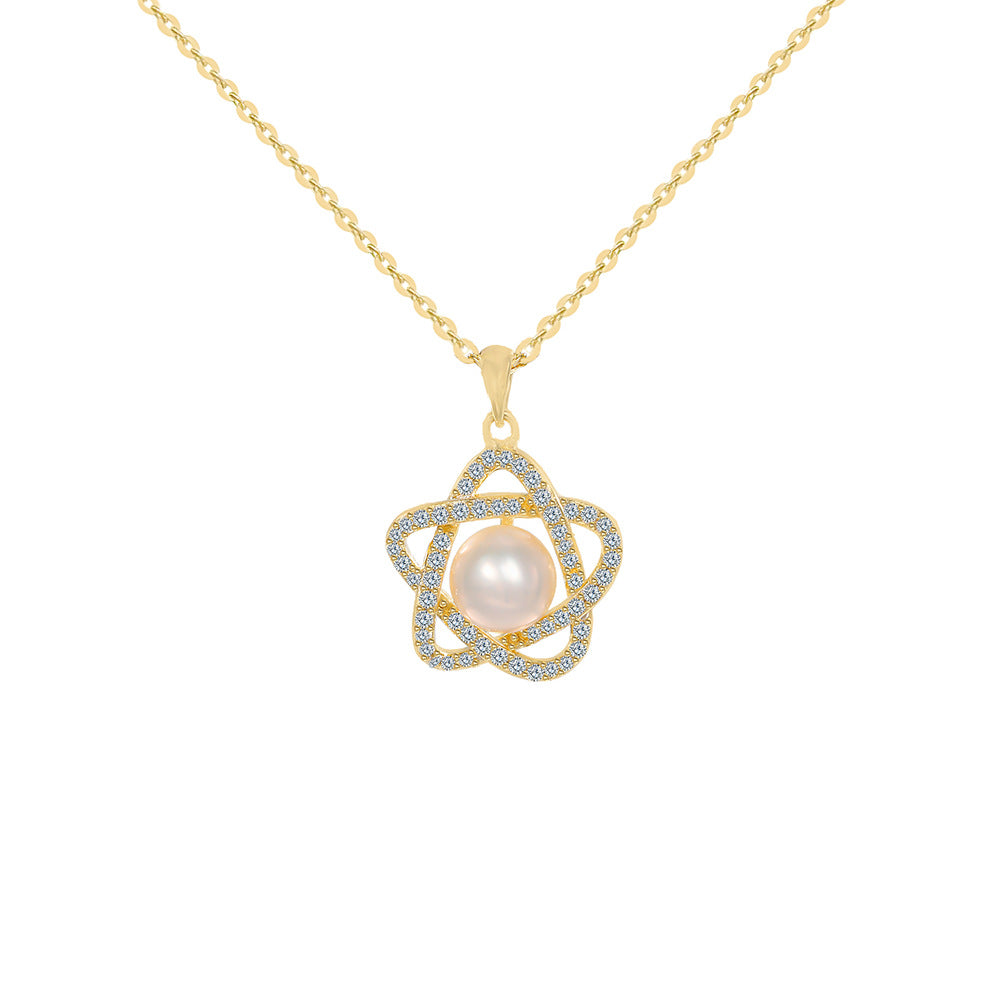 Pentagram design pearl necklace