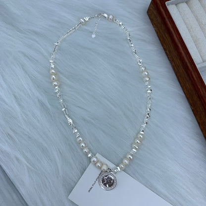 Natural Pearl Xiaoxiangfeng Design Silver Necklace