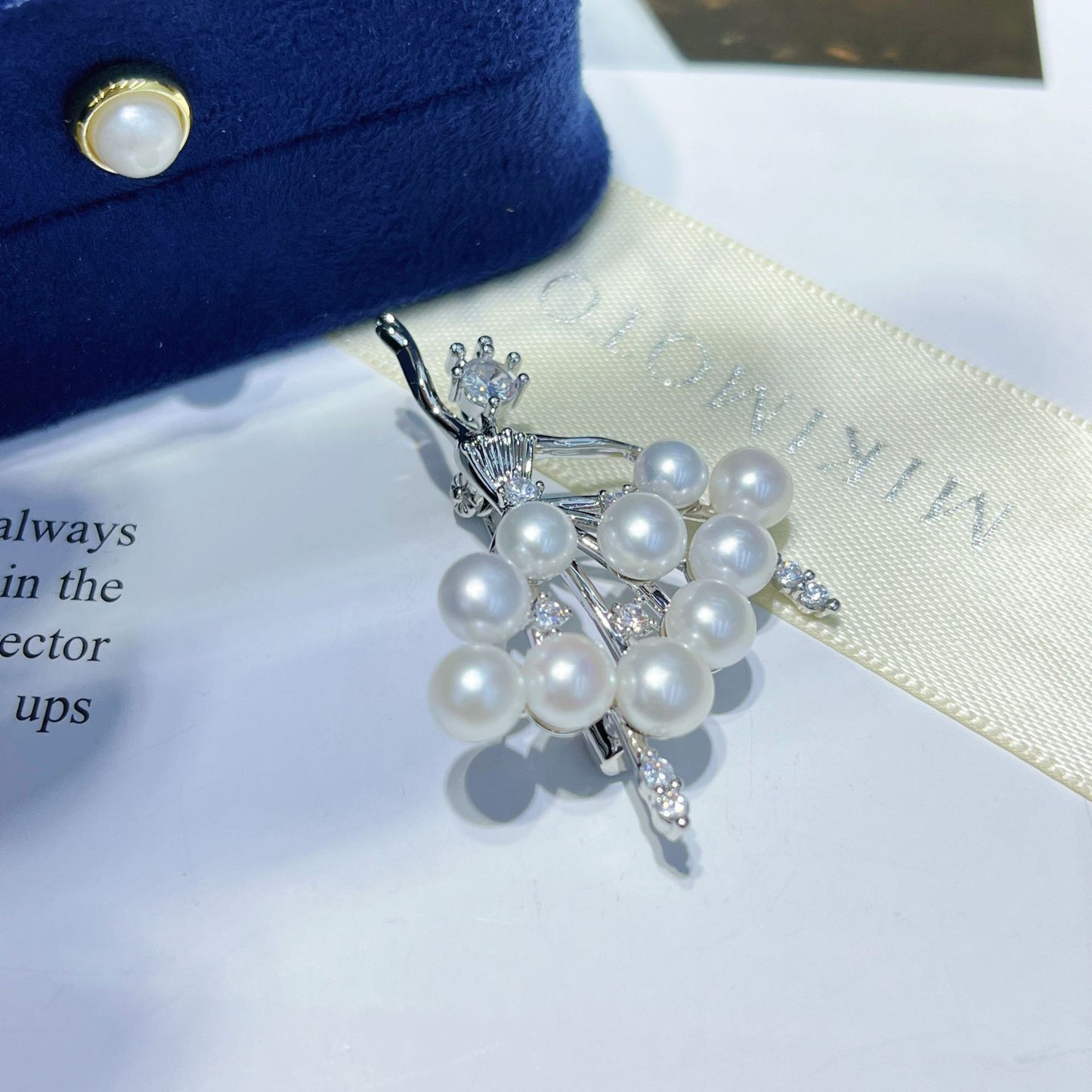 Natural Pearl Ballet Girl Design Brooch