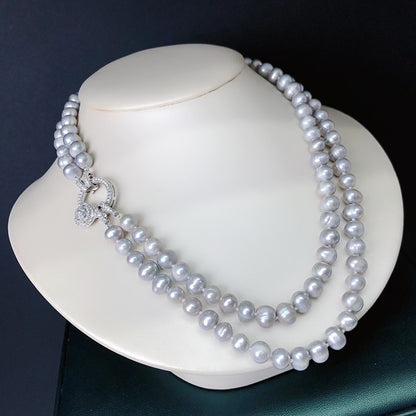 Premium light luxury double clavicle chain pearl