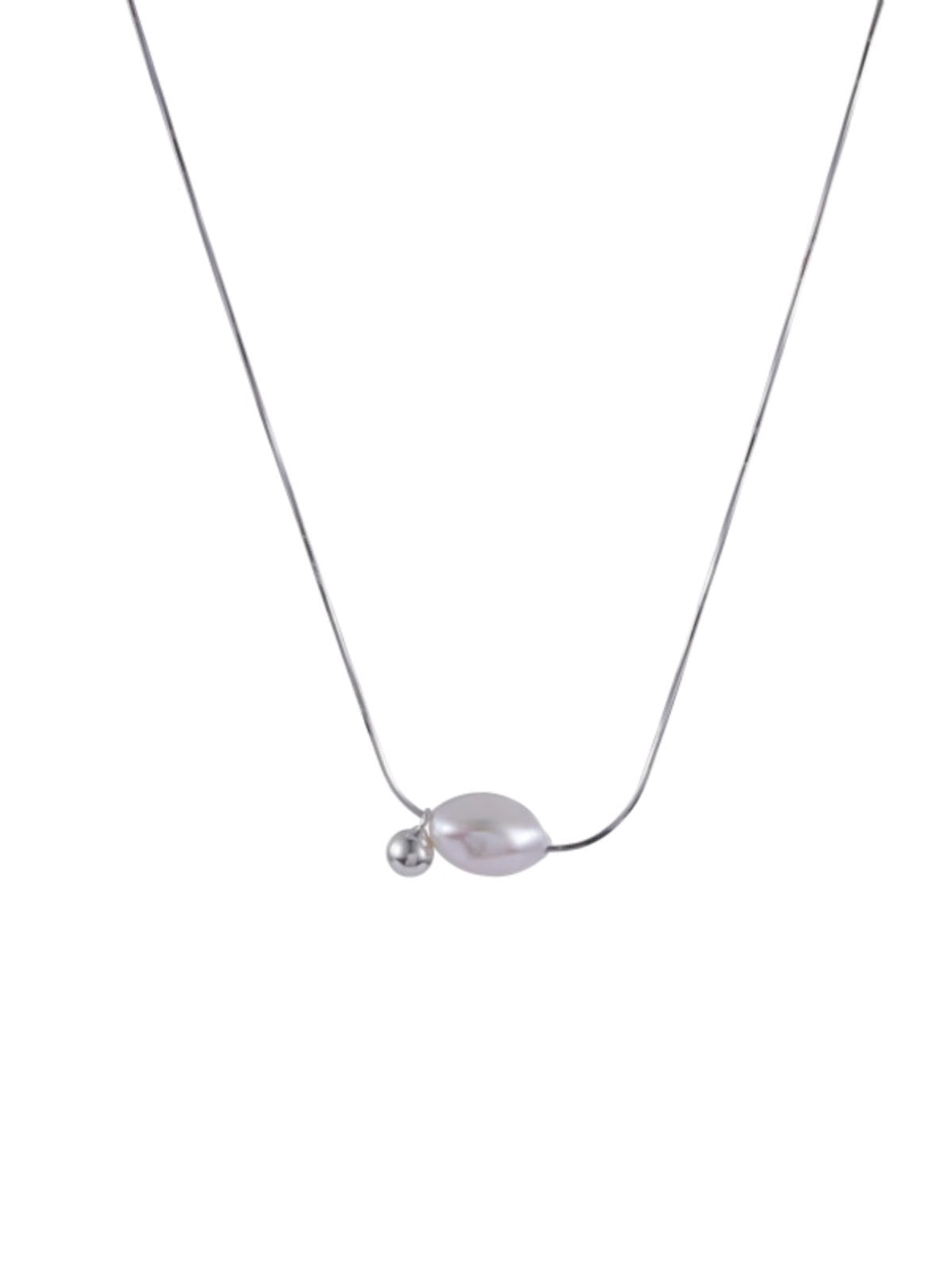 Baroque small silver bead design pearl necklace