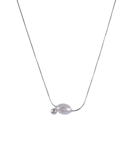 Baroque small silver bead design pearl necklace