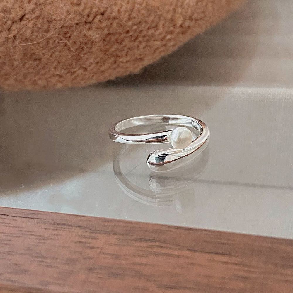 Cross Simple Design Pearl Ring