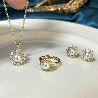 Natural Pearl Sunflower Design Set