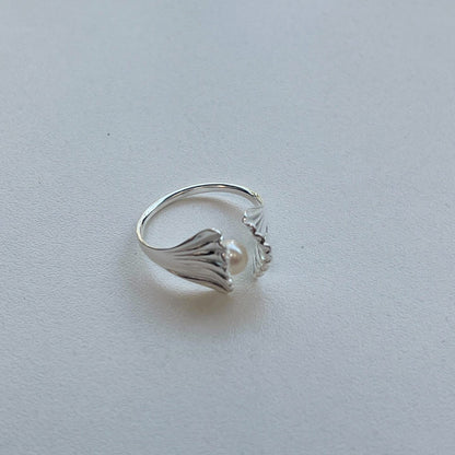 Beach Shell Tree Shadow Pearl Ring