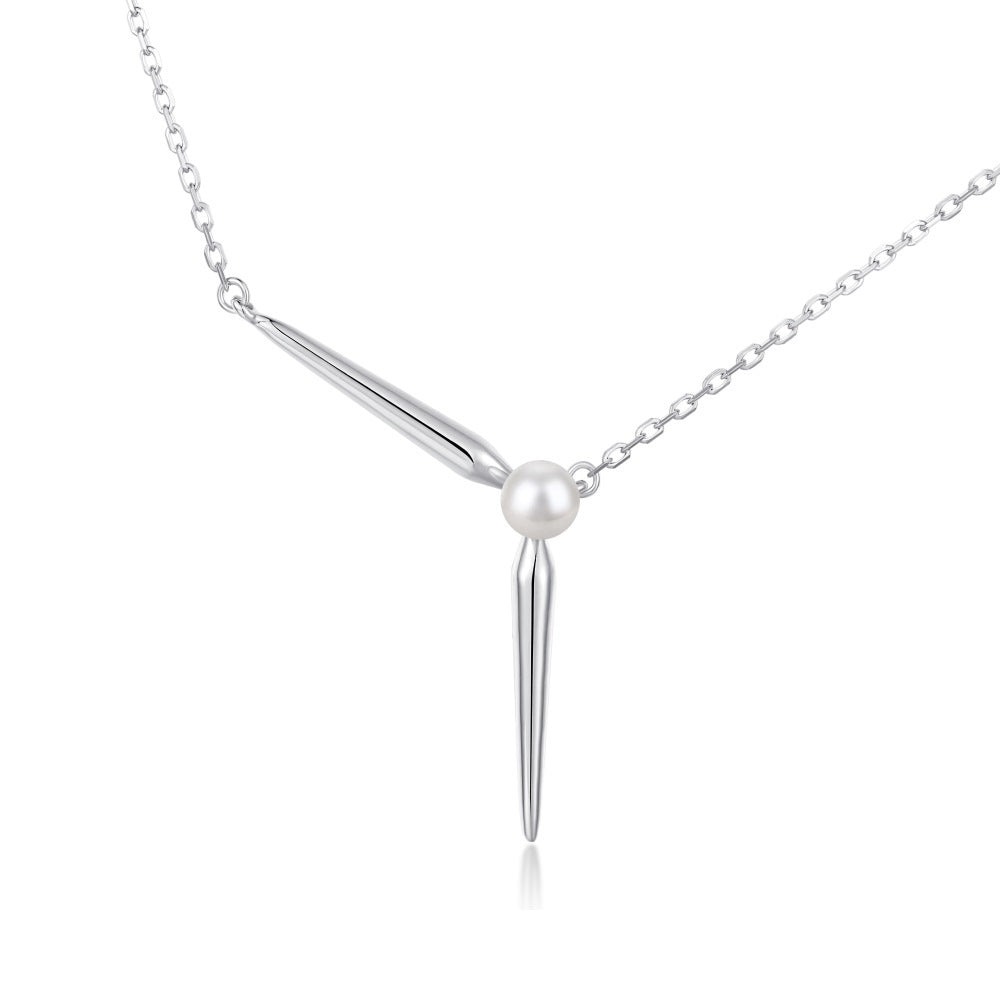 Sterling silver Y-shaped natural freshwater pearl fashion light luxury necklace