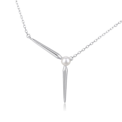 Sterling silver Y-shaped natural freshwater pearl fashion light luxury necklace