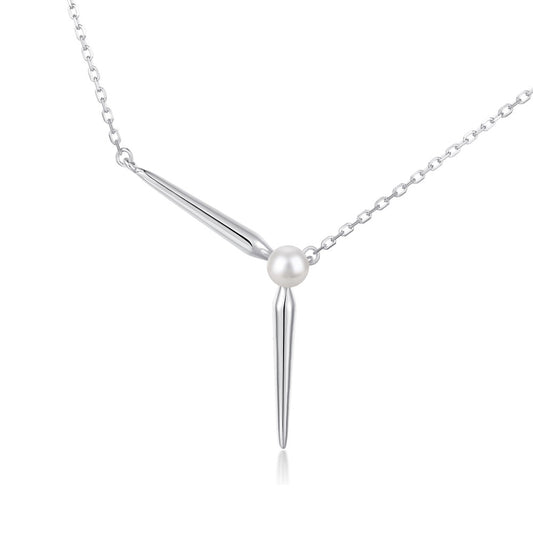 Sterling silver Y-shaped natural freshwater pearl fashion light luxury necklace