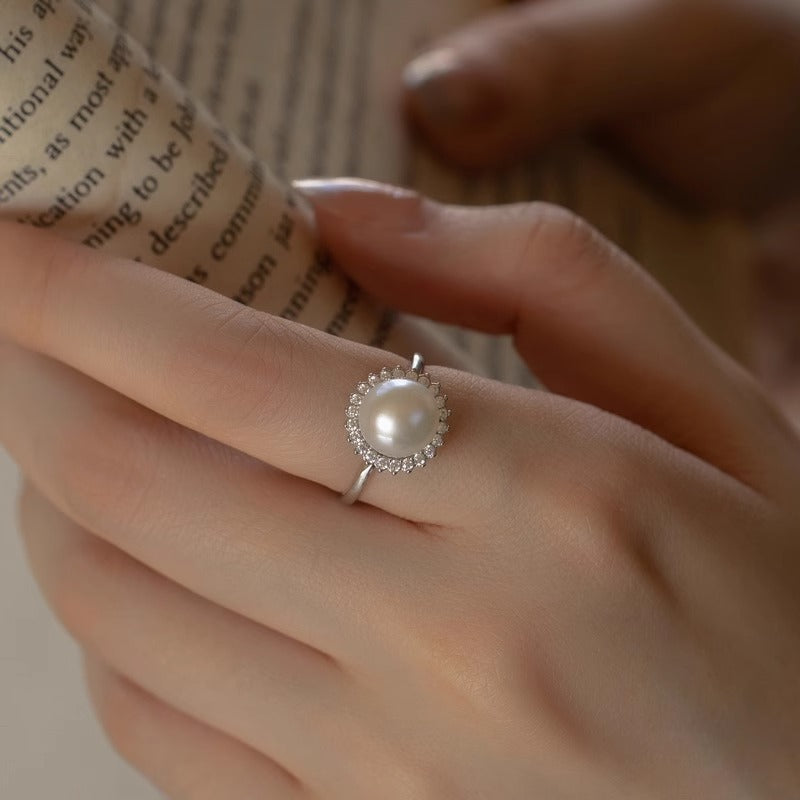 Sunflower Solar Halo Natural Strong Light Pearl Ring
