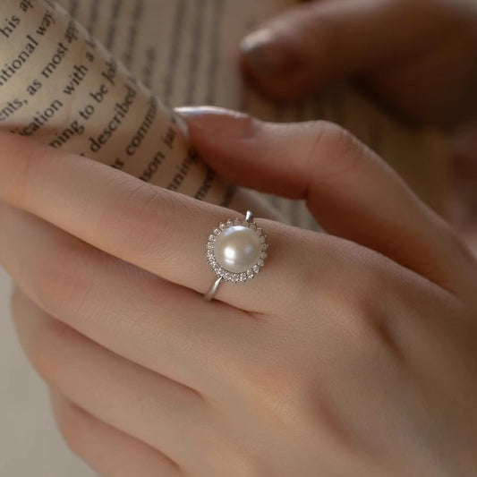 Sunflower Solar Halo Natural Strong Light Pearl Ring