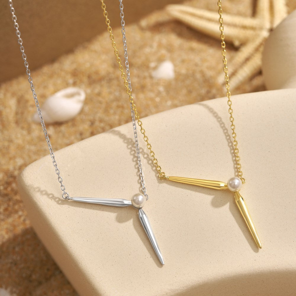 Sterling silver Y-shaped natural freshwater pearl fashion light luxury necklace