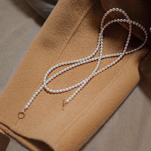 French retro natural freshwater millet bead sweater chain