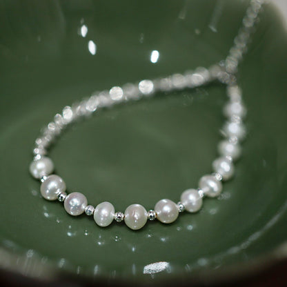 Natural Pearl Simple Design Silver Bracelet