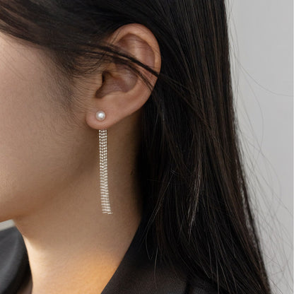One pair of fringed freshwater pearl earrings