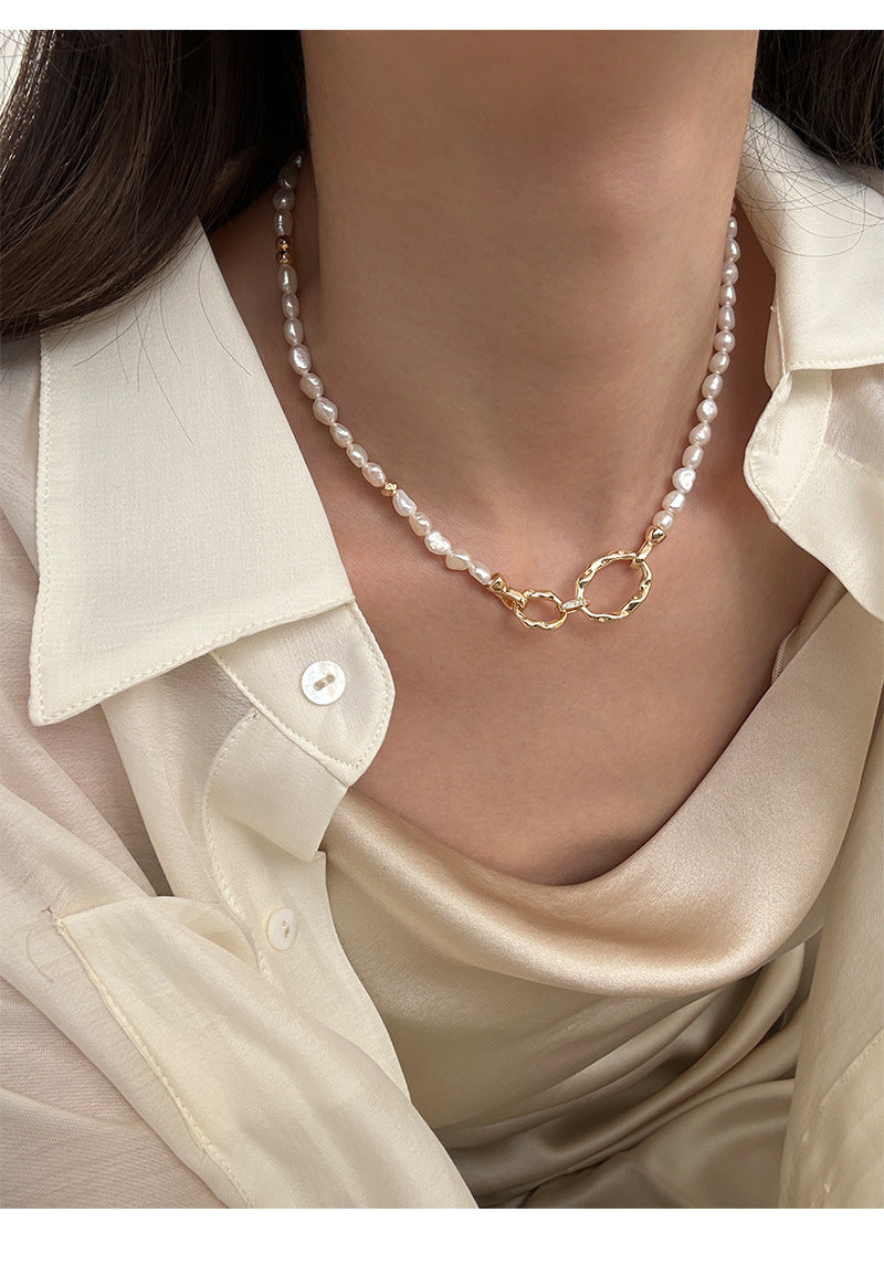 Vintage Natural Freshwater Baroque Pearl Long Necklace