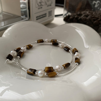 Tiger's Eye Design Pearl Necklace