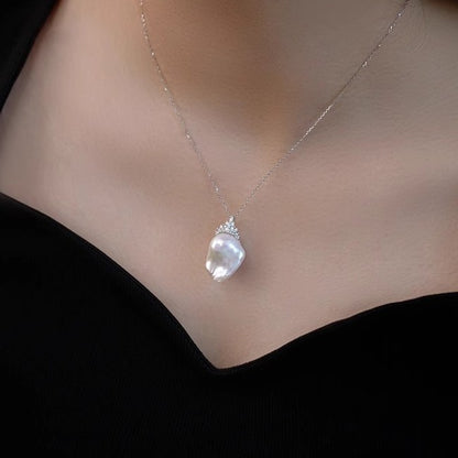 Natural Baroque Pearl Niche Light Luxury Silver Necklace