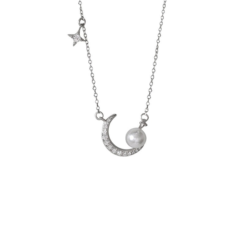 Moon Star Design Pearl Necklace