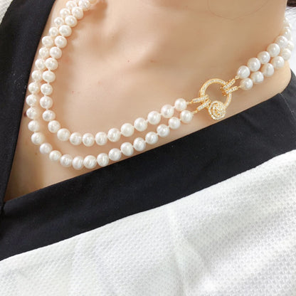 Premium light luxury double clavicle chain pearl