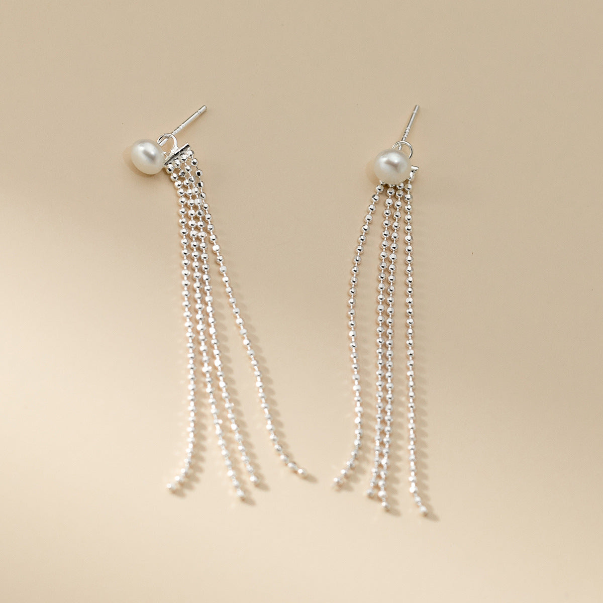 One pair of fringed freshwater pearl earrings