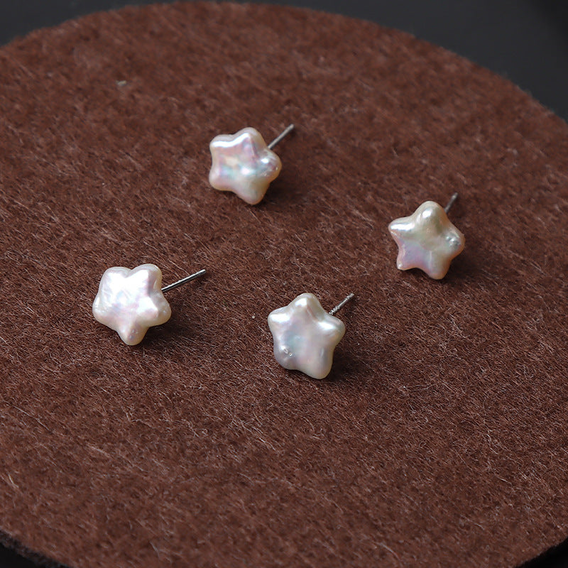 Baroque little star natural pearl stud earrings