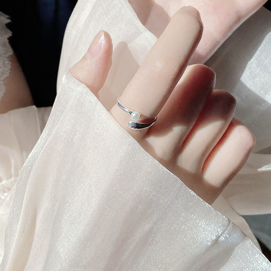 Cross Simple Design Pearl Ring