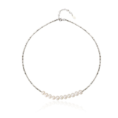 Broken Silver Pearl Necklace Smile Collarbone Chain
