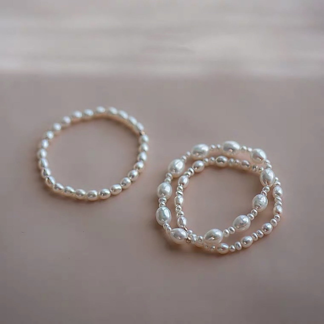 Natural Pearl Baroque Rice Bead Design Bracelet