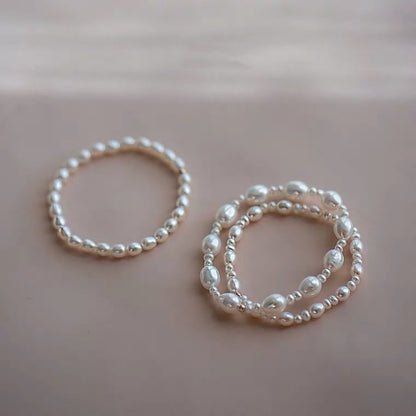Natural Pearl Baroque Rice Bead Design Bracelet