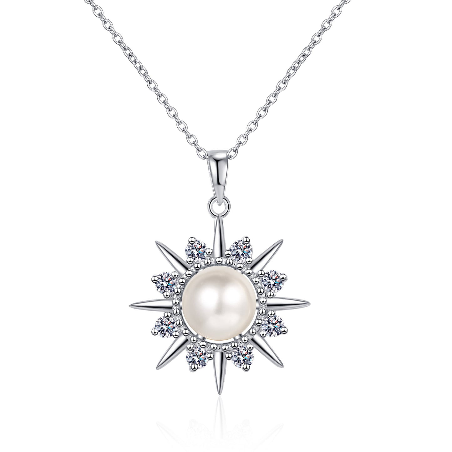 Sterling Silver Natural Pearl Sunflower Clavicle Chain