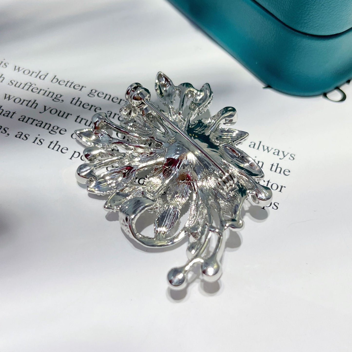 Natural freshwater pearl multicolored iris design brooch