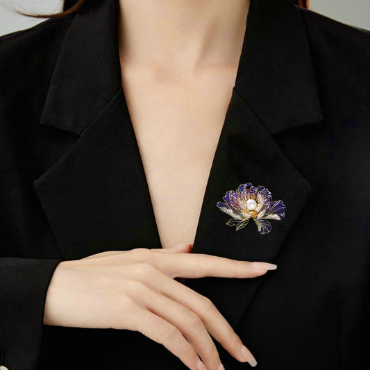 Elegant temperament Peony pearl brooch