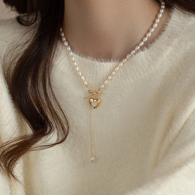 French pearl love shell necklace