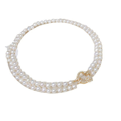 Premium light luxury double clavicle chain pearl