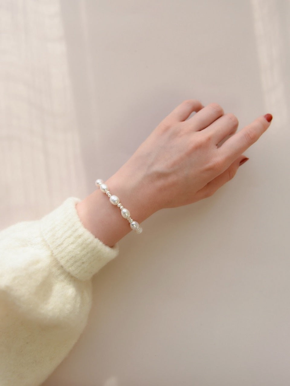 Natural Pearl Baroque Rice Bead Design Bracelet