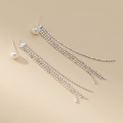 One pair of fringed freshwater pearl earrings