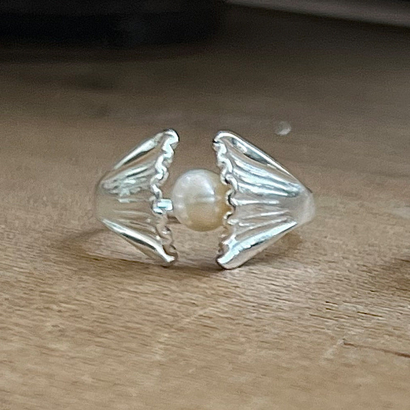 Beach Shell Tree Shadow Pearl Ring
