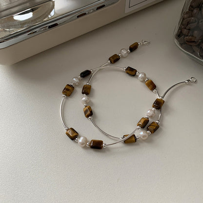 Tiger's Eye Design Pearl Necklace