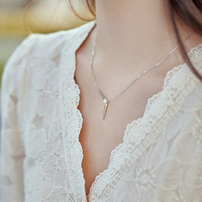 Sterling silver Y-shaped natural freshwater pearl fashion light luxury necklace