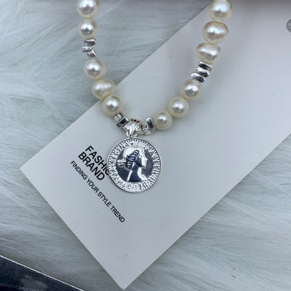 Natural Pearl Xiaoxiangfeng Design Silver Necklace
