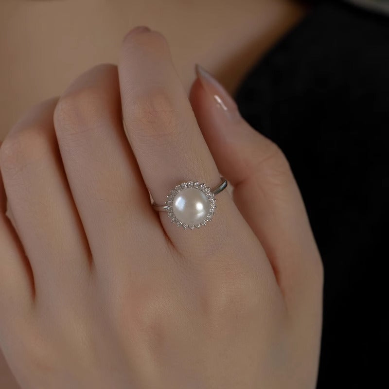 Sunflower Solar Halo Natural Strong Light Pearl Ring