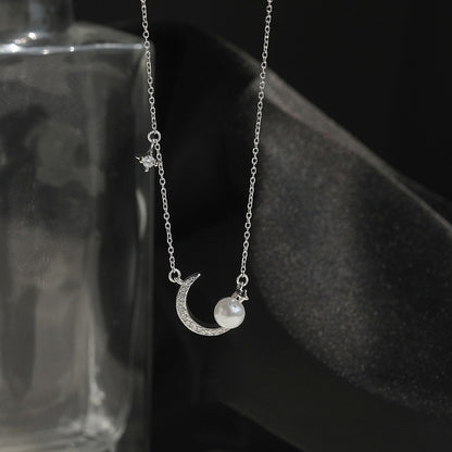 Moon Star Design Pearl Necklace